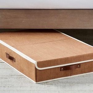 Pottery Barn Essential Canvas Foldable Storage Bins. 30" brown. Covered in linen